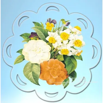 Vánoční ozdoba Ozdoba z plexiskla do okna, květina, bílo žluté květy