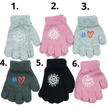 Rukavice Dívčí pletené rukavice Gloves MS068
