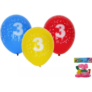 Balónek Balónek nafukovací 30cm - sada 5ks, s číslem 3