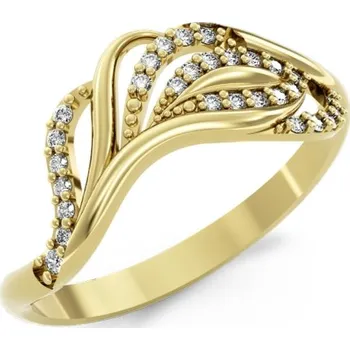 Prsten Couple, Třpytivý prsten Lisette, žluté zlato se zirkony, vel. 52, prům. 16.6 mm, 585-66-1-0323.0Z00.0.52.001