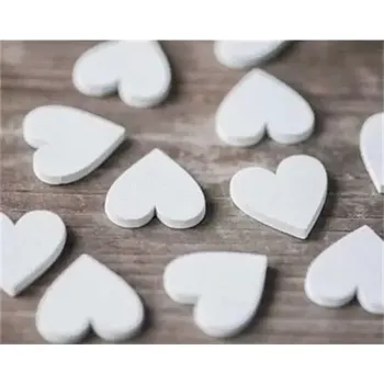 Konfeta Dřevěné konfety srdce bílé 12 ks