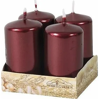 Svíčka Svíčky bordó metalické 4 x 8 cm - 4 ks