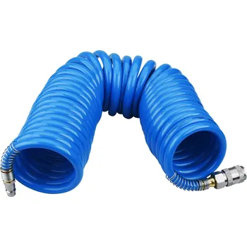 Příslušenství ke kompresoru Diverse / Import Hadice vzduchová spirálová PU s mosaznými rychlospojkami, 1/4", vnitřní ?8mm, L 8m