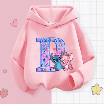 Chlapecký svetr Lilo & Stitch Pohodlná dětská mikina s kapucí "Lilo & Stitch" s písmenkem ABECEDY Velikost: 150/10-11 let, Písmenko: P