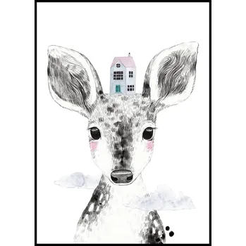 Plakát Jen tak z lásky Plakát Srnečka Rozměr plakátu: A4 (21 x 29,7 cm), Varianta Srnečky: Srnečka s domečkem