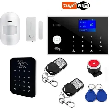 Sada domovního alarmu Wi-Fi GSM alarm systém TUYA W7B (1+1) P3 (český jazyk) + přídavná klávesnice