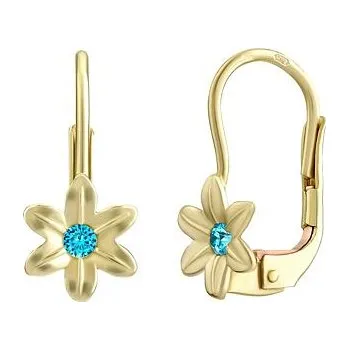 Náušnice Zlaté náušnice květinky s přírodním modrým topazem SILVEGO70371T