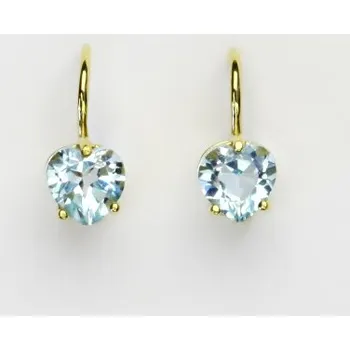 Náušnice Zlaté náušnice, žluté i bílé zlato, srdíčka, přírodní topaz sky, srdce, NK 1362