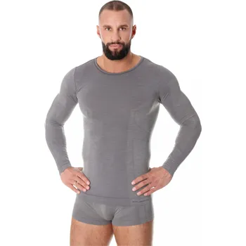 Pánská móda Brubeck pánské tričko s dlouhým rukávem Comfort wool Barva: Tmavě šedá, Velikost: XXL