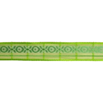 Stuha Kostková stuha s monofilem adrátem, 15 mm, sv. zelená