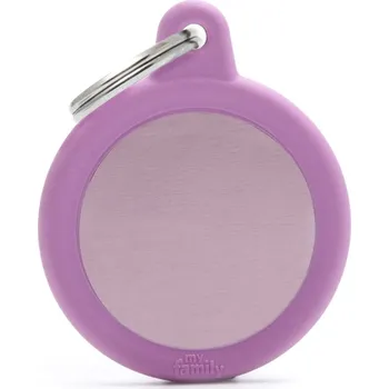 psí známka MY FAMILY PINK CIRCLE ALU PINK RUBBER