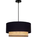 Duolla - Lustr na lanku BOHO 1xE27/15W/230V pr. 45 cm černá/ratan