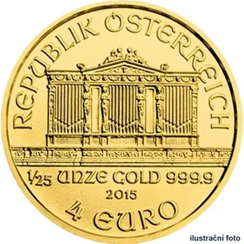 Sběratelství Zlatá investiční mince 1/25 Oz 4 EUR Wiener Philharmoniker