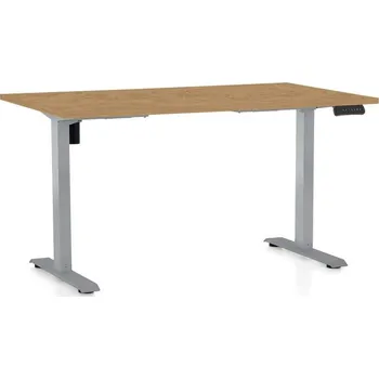 Psací stůl Výškově nastavitelný stůl OfficeTech B, 140 x 80 cm, šedá podnož, dub kamenný