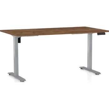 Psací stůl Výškově nastavitelný stůl OfficeTech B, 160 x 80 cm, šedá podnož, dub silverjack