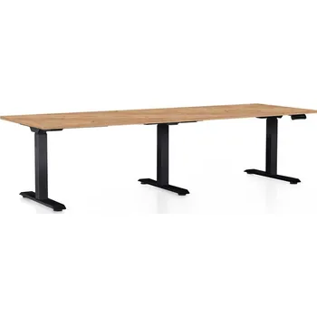 Psací stůl Výškově nastavitelný stůl OfficeTech Long, 240 x 80 cm, černá podnož, dub kraft