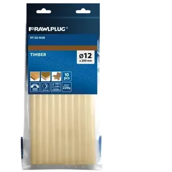 Průmyslové lepidlo Tyčinka lepicí Rawlplug RT-GS-W2B pro lepení dřeva, 200mm, 10ks