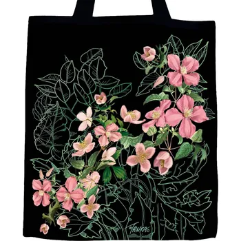 Plátěná nákupní taška černá, Klematis