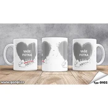 Hrnek 330 ml - 0102 - Srdce kočka s rybkou