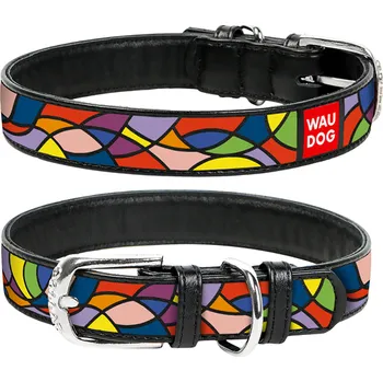 Obojek pro psa WAUDOG obojek kožený Vitrage černý (27-36cm/1,5cm)