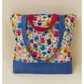 Nákupní taška Nákupní bavlněná taška s dvojitými uchy - květovaná
