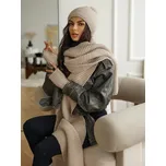 Dámský komplet šála, čepice a rukavice KPL21-21 nude, VELIKOST UNI