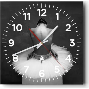 Hodiny Nástěnné hodiny do obýváku 40x40 Baletka Tiché Skleněné hodiny Bez hlučnosti