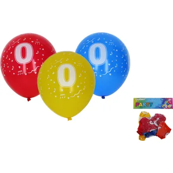 Balónek nafukovací 30cm - sada 5ks, s číslem 0