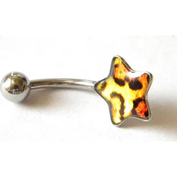 Piercing Piercingate Banánek s hvězdičkou PBP00003 - Délka tyčky: 10 mm, Kuličky: 5 mm, Průměr tyčky: 1,6 mm