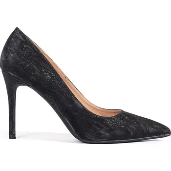 Dámské lodičky Černé brokátové dámské lodičky na tenkém podpatku, podpatek 9,5 cm TU246B Velikost: 37