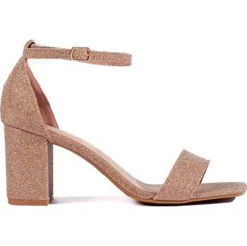Dámské sandále Zlaté třpytivé sandály na sloupku 1-210CHA Velikost: 38