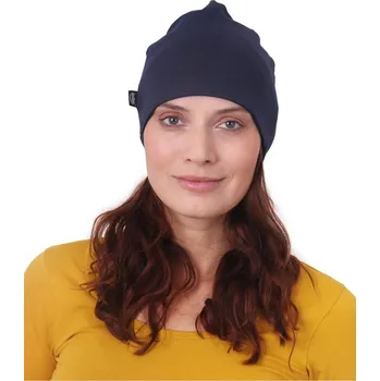 Čepice Dámská čepice, bavlněná, oboustranná, černá + tmavě modrá