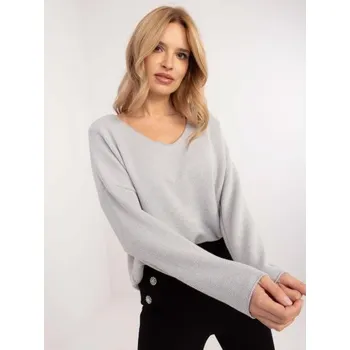Dámská halenka Světle šedý jednobarevný svetr oversize