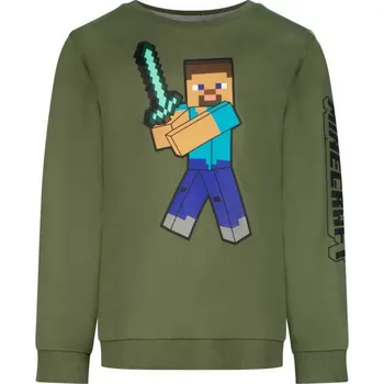 Chlapecká mikina Minecraft mikina Steve tmavě zelená dětská Velikost mikiny: 6 let (116 cm)
