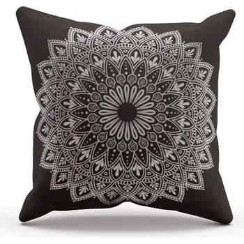 Polštář Milujeme Kameny Povlak na polštář - mandala - černo-bílá M1 453558