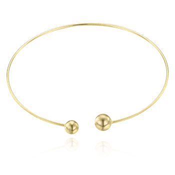 Náhrdelník MINET Stříbrný pozlacený pevný náhrdelník s kuličkami pro úzký krk JMAS0263GN45