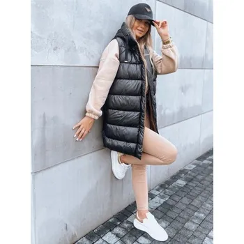 Dámská vesta Dámská dlouhá zimní prošívaná vesta NOMADNECTAR černo hnědá