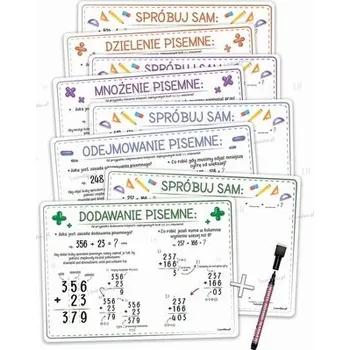 Matematika Plansze edu A4 - liczenie pisemne +pisak 4 karty
