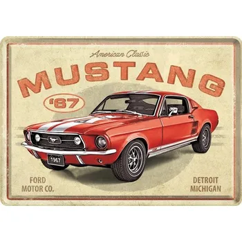 Plechová cedule NOSTALGIC ART cedule FORD MUSTANG GT 1967 beige/red