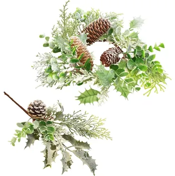 Věnec Věneček a větvička zelené s jinovatkou Ø30/35 cm