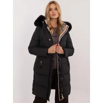 Černá dlouhá zimní bunda s prošíváním