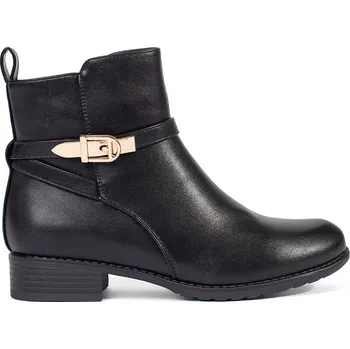 Dámská treková obuv Černé kotníkové dámské boty na nízkém podpatku s ozdobným páskem B2763-KB-B Velikost: 37