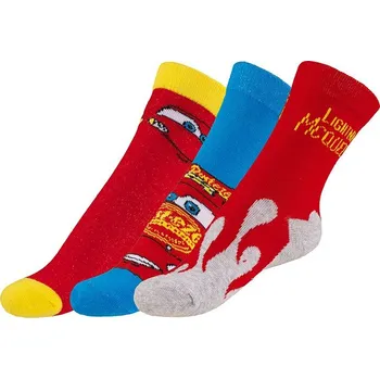 Ponožky dětské Auta 2 - sada 3 páry Červená,Žlutá,Modrá,Šedá BX1001238 - 31-34
