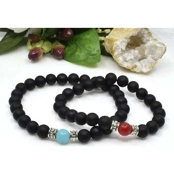 Náramek Mijabijoux Náramky pro páry z onyxu MB00454