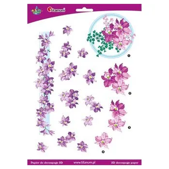 Set školních potřeb Papier do decoupage 3D kwiaty clematis arkusz
