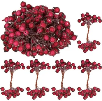 Vánoční dekorace Springos CA0745 vánoční jeřabiny zmrzlé tmavě červené 200 ks