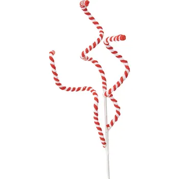 Vánoční dekorace Červeno-bílá vánoční dekorace / zápich tři vlnité Candy Cane – 70 cm