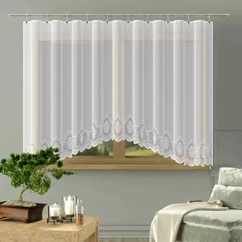 Žakarová kusová záclona LARA jednobarevná bílá, výška 170 cm x šířka 350 cm (na okno)