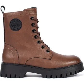 Dámská treková obuv Hnědé šněrovací kožené dámské kotníkové boty na platformě Sergio Leone Hnědá TR710-S-BR Velikost: 37