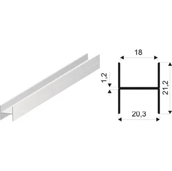 Nábytkové kování SEVROLL 05746 spojovací lišta Simple/Blue H21 3m (pro lamino 18mm) černá mat
